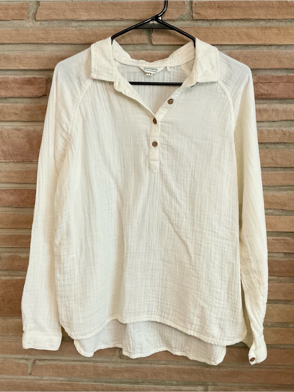 Aventura Ivory Cotton Popover Shirt Large